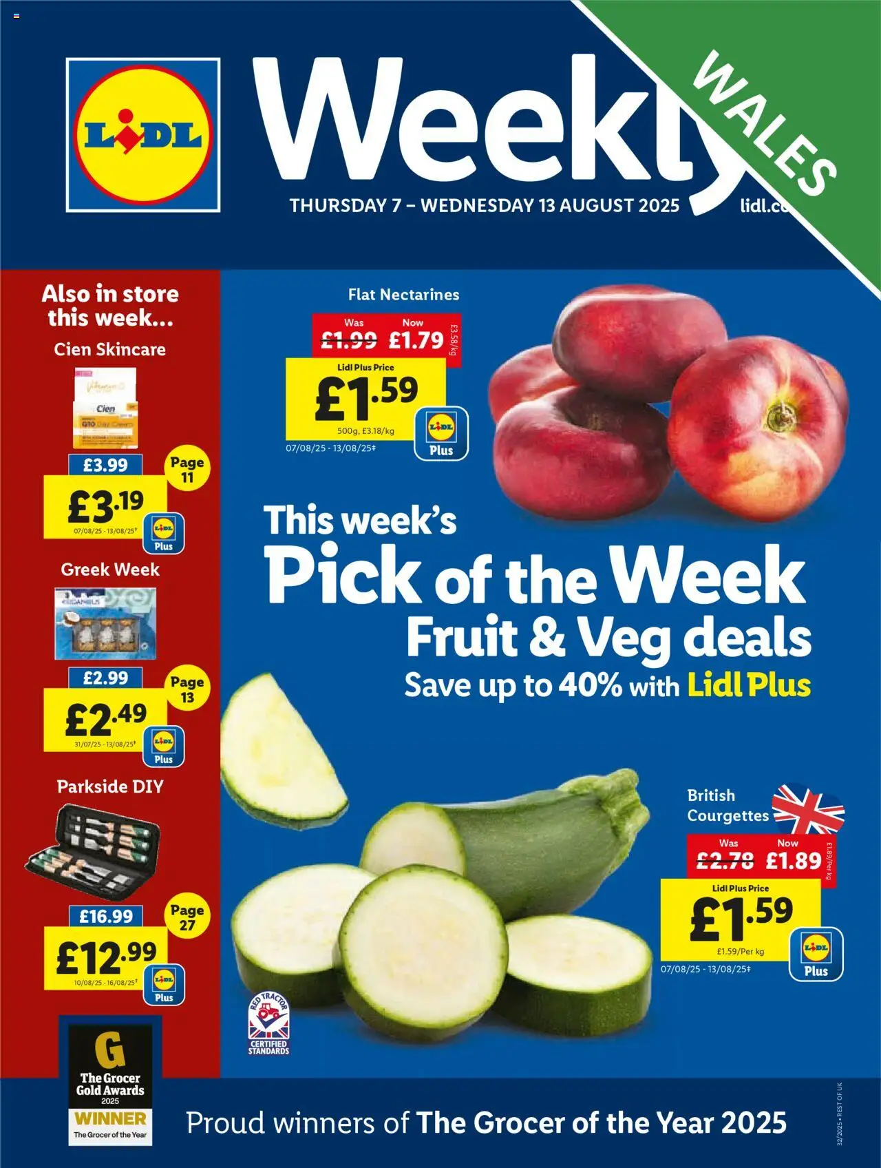 Lidl shop Lidl Weekly Wales valid from 07/08/2025 - Page number 1 - Fruit, Nectarines